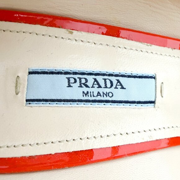 Prada Red Patent Leather Mary Jane Pumps 40 | Made in Italy Heels - Picture 6 of 9